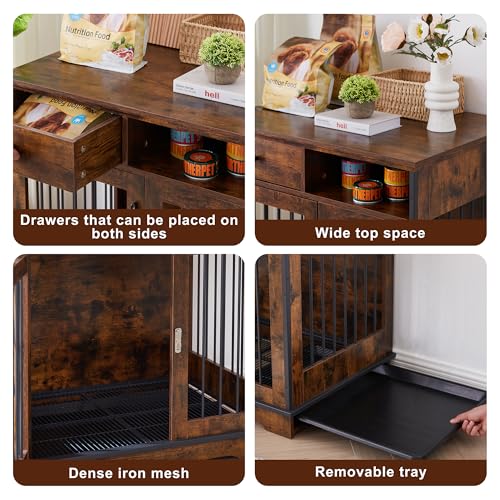 NicBex Animal Cage in 32.3"L x 22.8"W x 33.5"H, Rustic Brown
