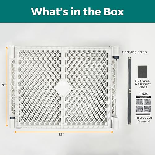 MYPET Pet Playpen in 4-Panel, Light Gray