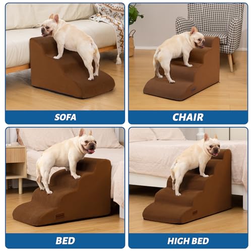 aodisman Animal Stair in Standard 4-Step 17.4"H, Brown