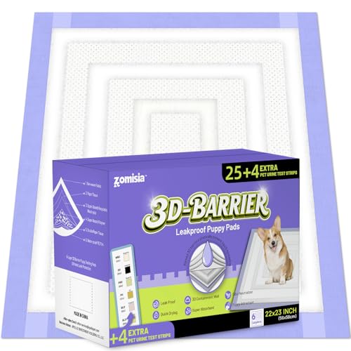 ZOMISIA Disposable Incontinence Surface Protector in 22"x23" - 25 Count + 4 Pet Urine Test Strips, Purple