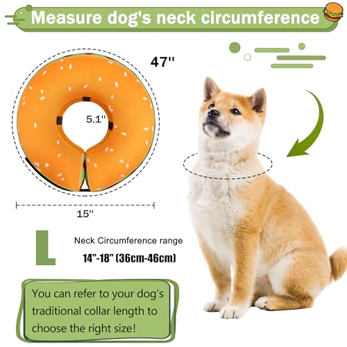 Cneo Animal Recovery Collar Cone in L（neck 14"-18"）, Hamburger