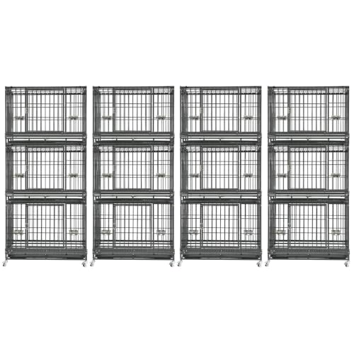 Homey Pet Animal Cage in 37"L x 22.5"W x 29.5"H - 3 Tiers - 4 Pack, Black