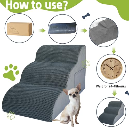 Yukfona Animal Stair in 2-Step (15.8"D x 15.8"W x 11.8"H), Grey