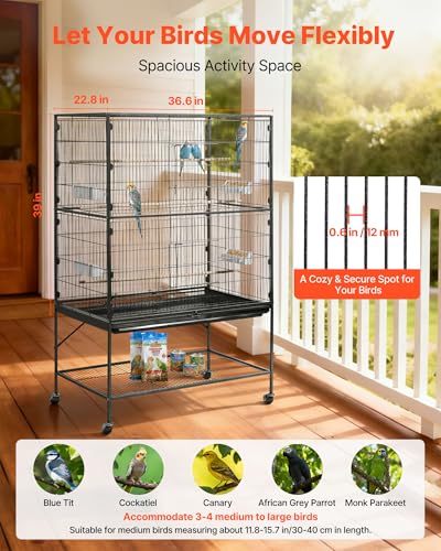 VEVOR Animal Cage in 36.6"L x 22.8"W x 59.5"H, Black
