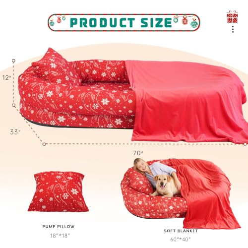 Fvkind Pet Bed Mat in 70"L×33"W×12"Th, Christmas