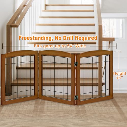LZRS Temporary Gate in 24"Height-3 Panel, Oak Cherry