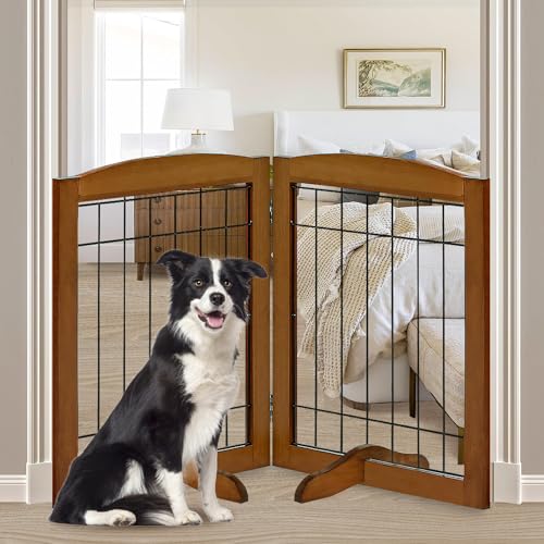 LZRS Temporary Gate in 30"Height-2 Panel, Oak Cherry