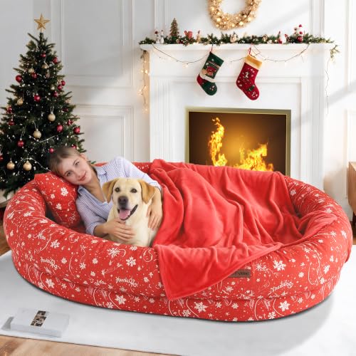 Fvkind Pet Bed Mat in 71"Lx51"Wx12"Th, Christmas