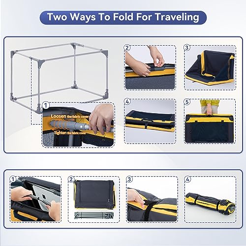 A 4 Pet Animal Cage in 26.0"L x 19.0"W x 18.0"H, Blue+Yellow