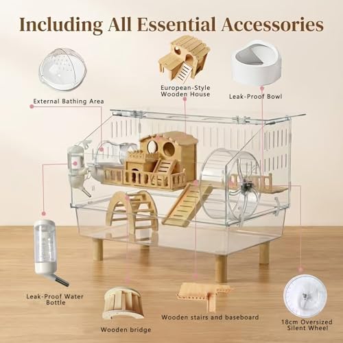 WflamaS Animal Cage in 18.0"L x 11.0"W x 14.6"H, Clear
