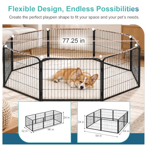 FDW Pet Playpen in 24 Inch, Black
