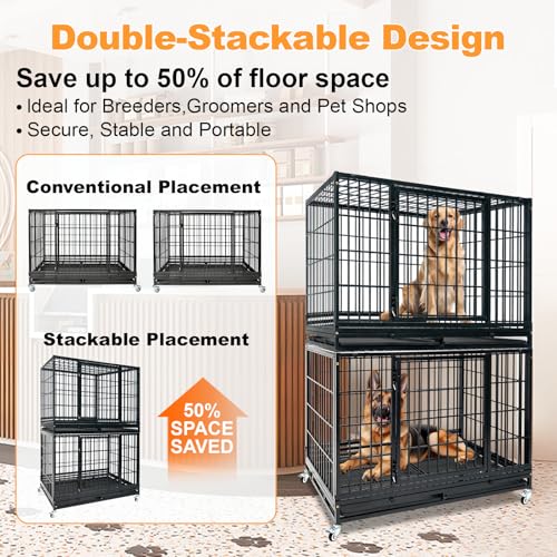 Homey Pet Animal Cage in 46.5"L x 28.5"W x 35.0"H, Black