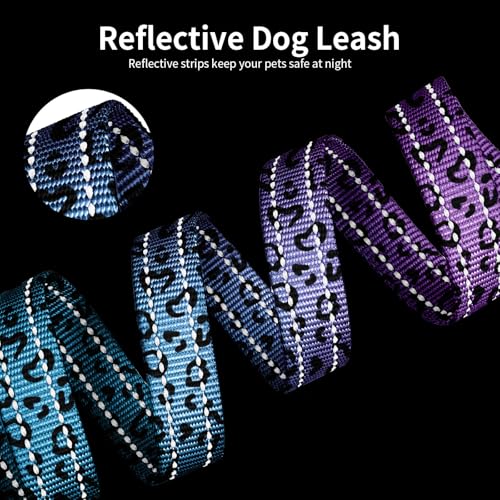 kazazoo Leash in Adjustable, 5.5ft to 8.5ft, Blue Leopard