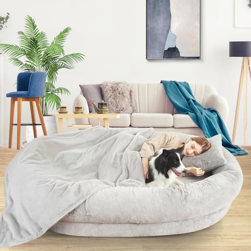 Fvkind Pet Bed Mat in 70"L×33"W×12"Th, Grey