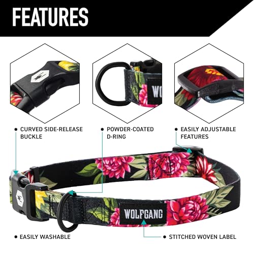 Wolfgang Man & Beast Animal Collar in Small (5/8 Inch x 8-12 Inch), DarkFloral Print