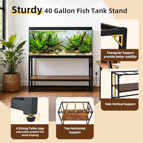 MEWSDEN Item Stand in (40 Gallon)36.5"x18.5", Rustic Brown-with Power Outlets