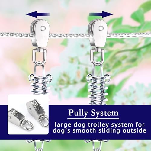 Snagle Paw Leash in 50ft run cable+10ft tie out cable, Silver for 250lbs dogs