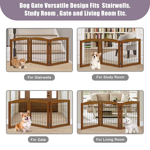 LZRS Temporary Gate in 24"Height-3 Panel, Oak Cherry