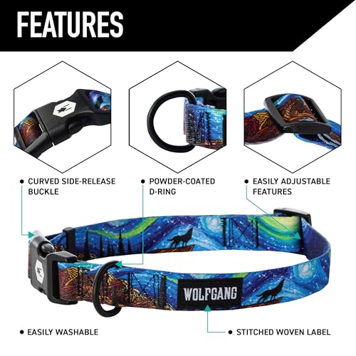 Wolfgang Man & Beast Animal Collar in Small (5/8 Inch x 8-12 Inch), StarryWolf Print