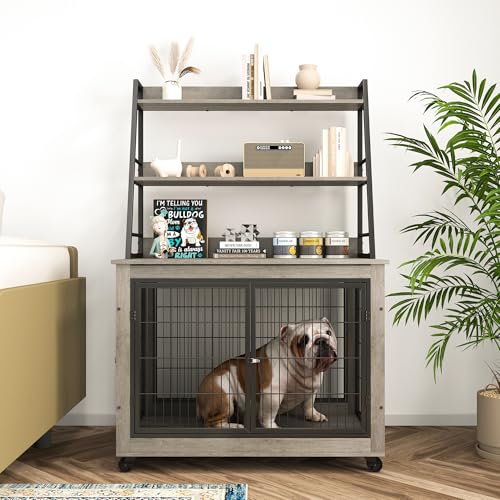 NicBex Animal Cage in 38.6"L x 25.2"W x 56.9"H, Grey