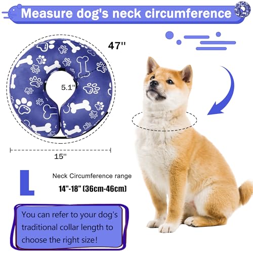 Cneo Animal Recovery Collar Cone in L（neck 14"-18"）, Darkblue