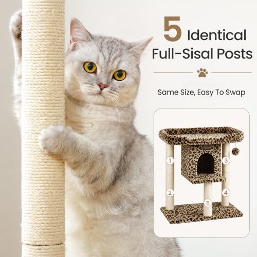 Feliskyn Pet Activity Structure in 28 Inches, Leopard Print