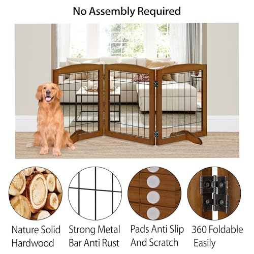 LZRS Temporary Gate in 30"Height-3 Panel, Oak Cherry