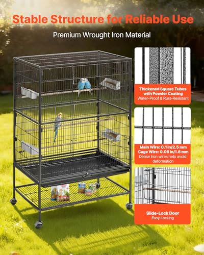 VEVOR Animal Cage in 31.5"L x 20.5"W x 52.0"H, Black