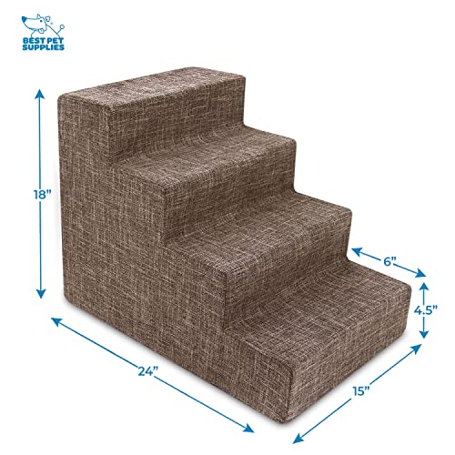 Best Pet Supplies Animal Stair in H: 18 Inches, Brown Linen