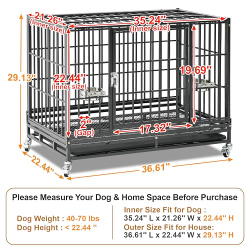 Homey Pet Animal Cage in 36.6"L x 22.4"W x 29.1"H, Black