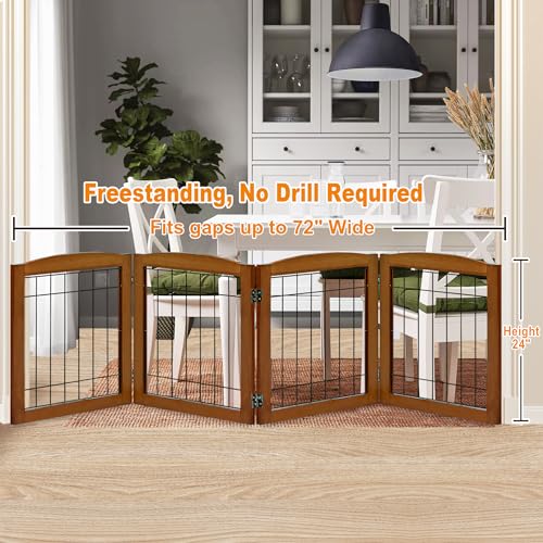 LZRS Temporary Gate in 24"Height-4 Panel, Oak Cherry