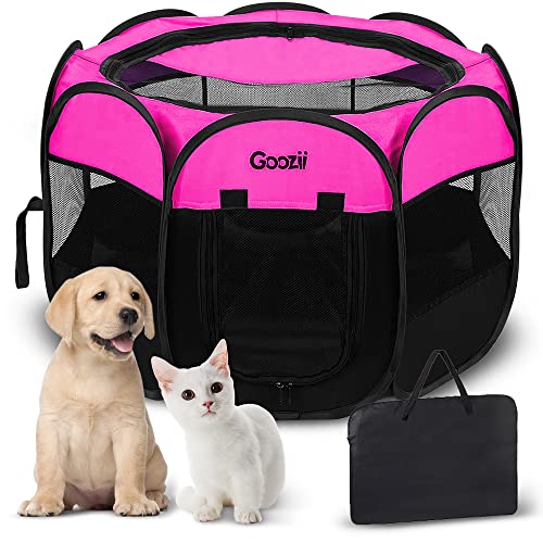 Goozii Pet Playpen in M [35.5" x 35.5" x 23.1"], Pink