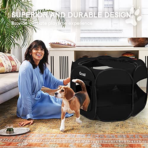 Goozii Pet Playpen in S [29" x 29" x 17"], Black