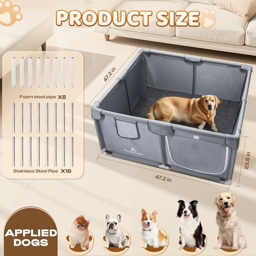 Pawtenda Pet Playpen in gray
