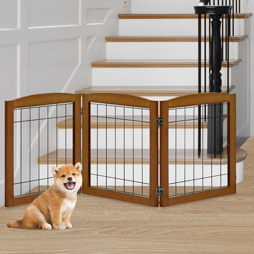 LZRS Temporary Gate in 24"Height-3 Panel, Oak Cherry