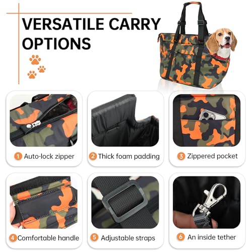 DELTAMANN Animal Carrier in 13.8"L x 5.0"W x 9.5"H, Camouflage Orange