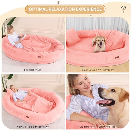 Fvkind Pet Bed Mat in 70"L×33"W×12"Th, Pink