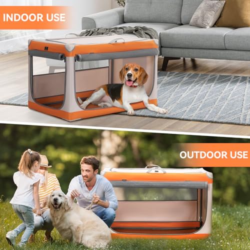 A 4 Pet Animal Cage in 40.0"L x 25.0"W x 25.0"H, Orange+Beige