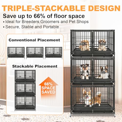 Homey Pet Animal Cage in 43.0"L - 3 Tiers - 2P, Black