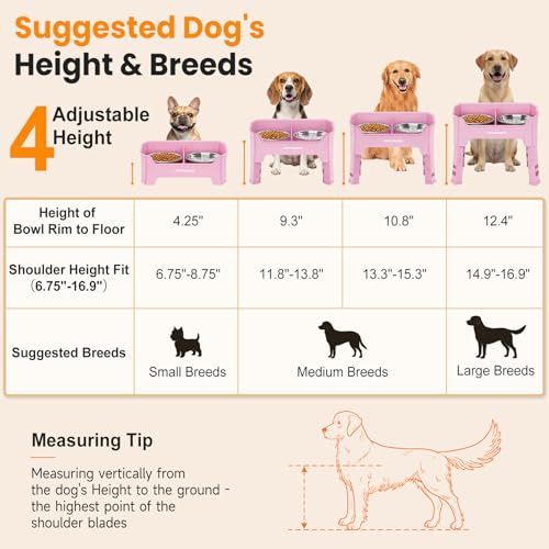 URPOWER Pet Feeder in Medium, Pink