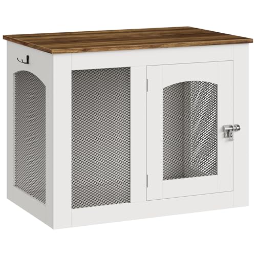 CHOEZON Animal Cage in 30.1"L x 19.7"W x 23.8"H, White and Walnut