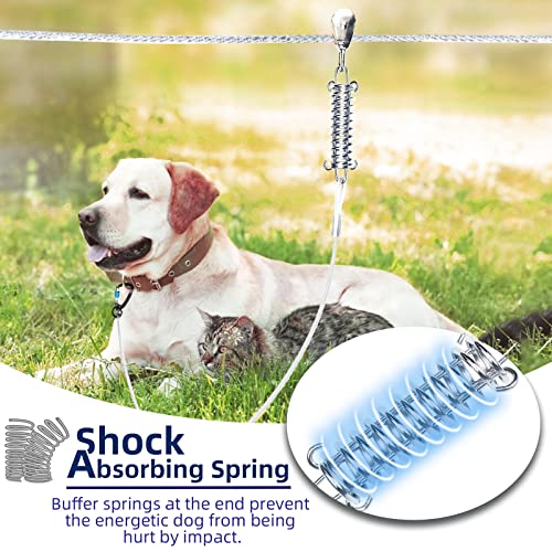 Snagle Paw Leash in 50ft run cable+10ft tie out cable, Silver for 250lbs dogs