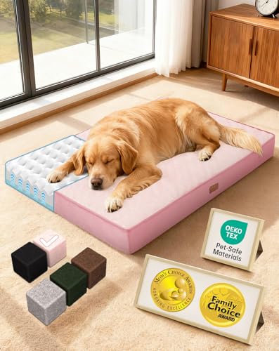 OhGeni Pet Bed Mat in 41" x 28" x 4" (For Crate), 02-Pink