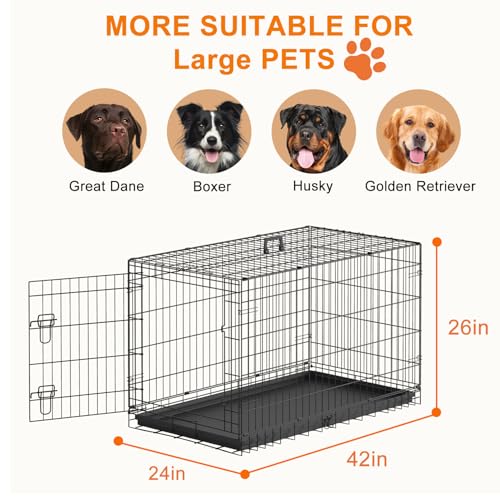 FDW Animal Cage in 42.0"L x 26.0"W x 28.0"H, Black