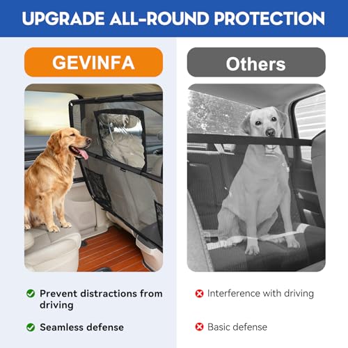 GEVINFA Pet Supplies in 52" Wide Dog Car Barrier, Black