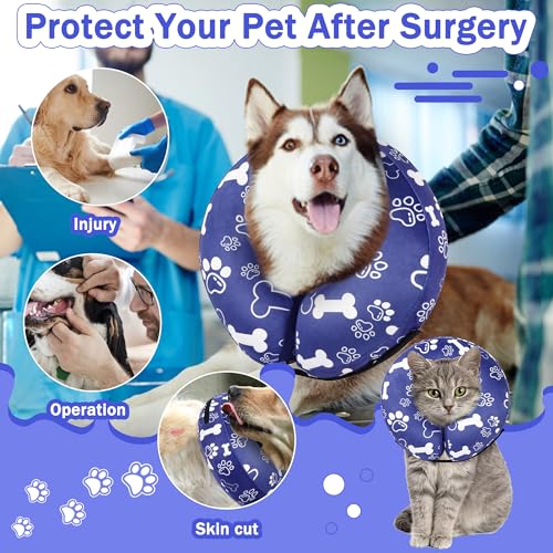 Cneo Animal Recovery Collar Cone in S（neck 4"-7"）, Darkblue