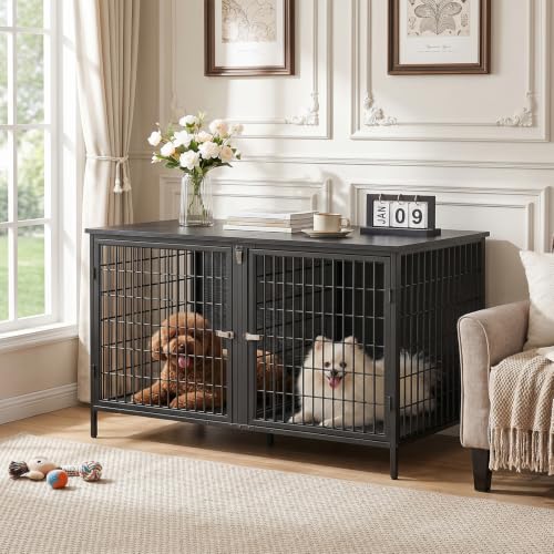 MAHANCRIS Animal Cage in 43.3"L x 21.7"W x 26.4"H, Black