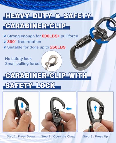 Duckygoo Leash in 50FT+10FT,250LBS, Blue