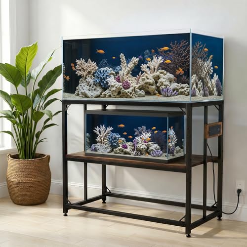 MEWSDEN Item Stand in (40 Gallon)36.5"x18.5", Rustic Brown-with Power Outlets