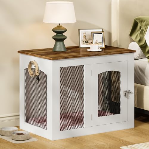 CHOEZON Animal Cage in 30.1"L x 19.7"W x 23.8"H, White and Walnut